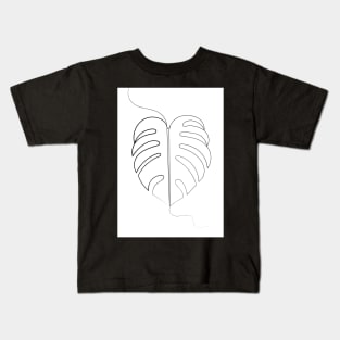 Swiss Cheese Plant Leaf Line Drawing Kids T-Shirt
